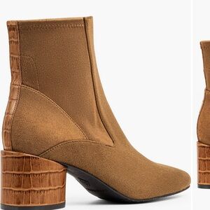 Donald J. Pliner Tan Ankle Boots with Croc-Embossed Heel
